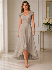 Chiffon Mother of the Bride & Groom Dress with Applique and Sequins