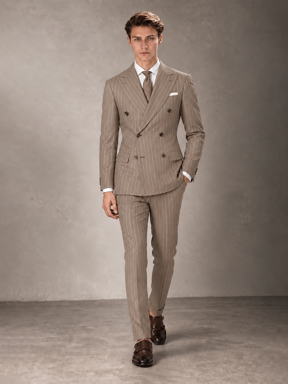 Double Breasted Pinstripe Men's Suit 2 Piece (Jacket & Pants) for Wedding & Formal Prom