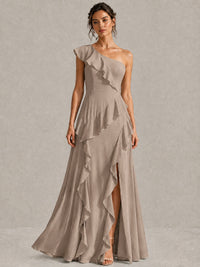Sage Green One Shoulder Ruffle Bridesmaid Dress