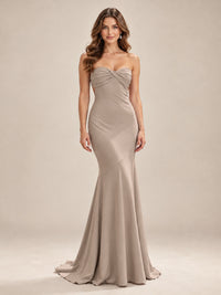 Light Blue Strapless Sweetheart Mermaid Prom Dress with Pleated Bodice