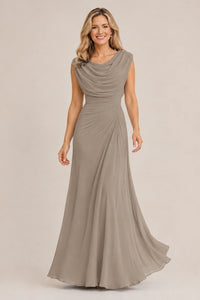 Cowl Neck Ruched Chiffon Mother of the Bride Dress