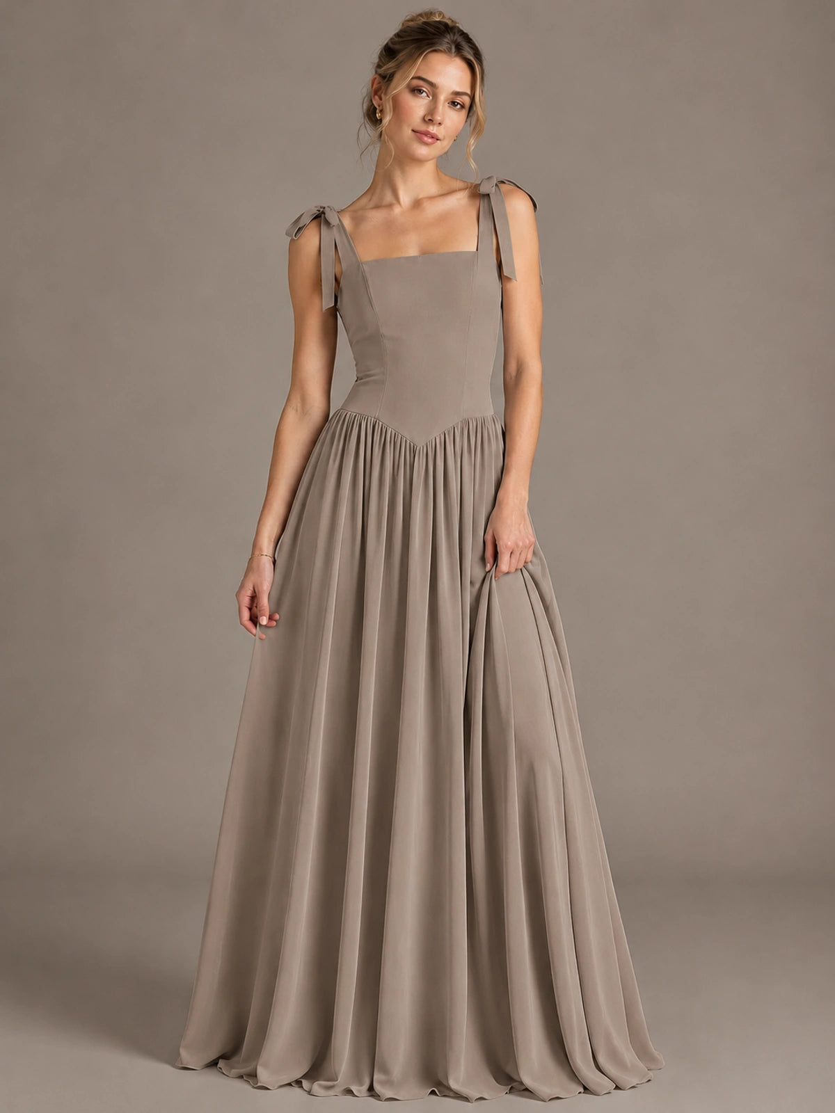 Square Neck A-Line Maxi Dress