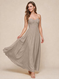 Strapless Pleated Chiffon A-Line Bridesmaid Dress