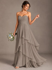 Strapless Ruffle A-Line Maxi Dress
