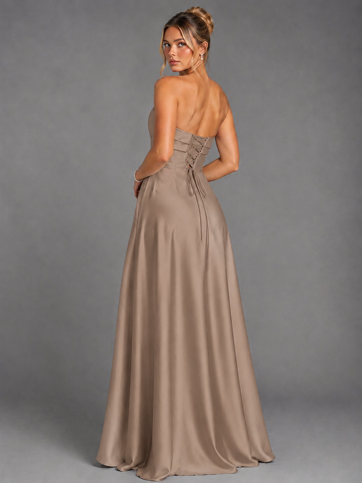 Sweetheart Neck Strapless Satin A-Line Prom Dress