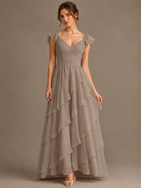Ruffle Tiered V Neck Maxi Dress