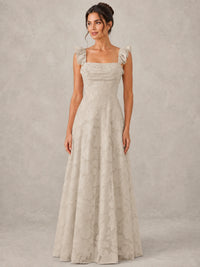 Jacquard Square Neck A-Line Maxi Dress