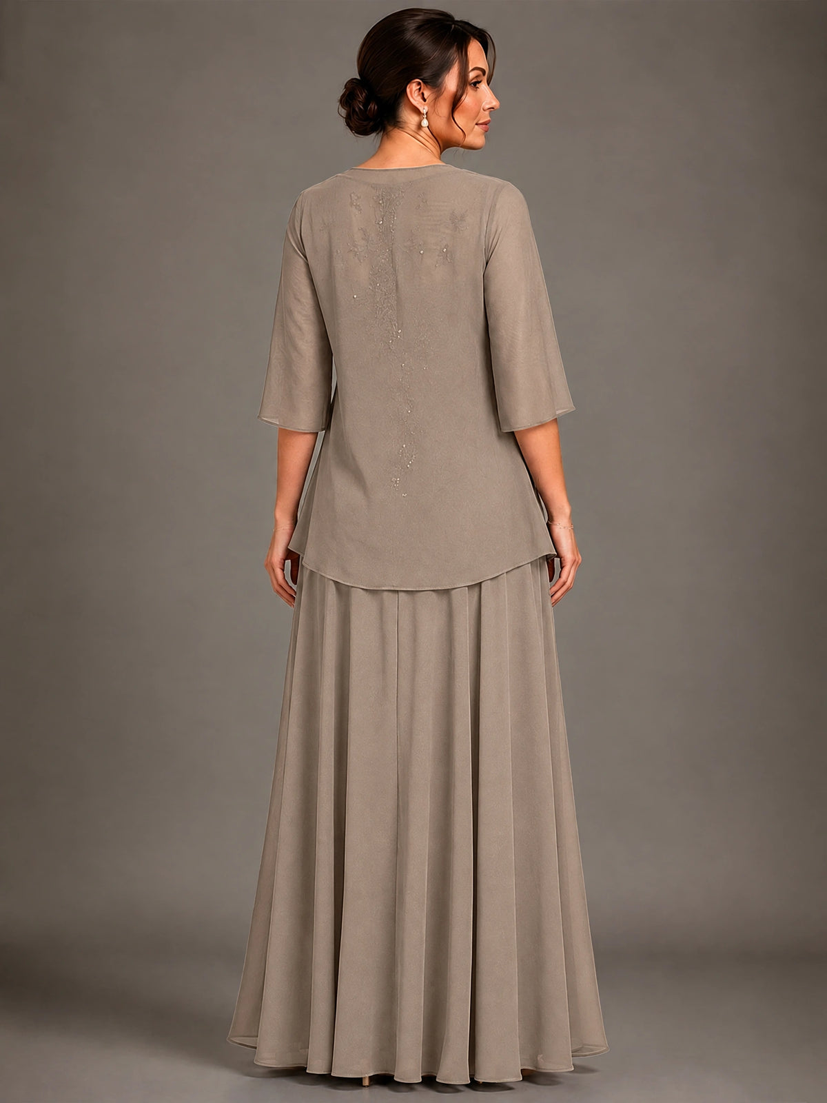 A-line 2 Pieces Chiffon Appliques Mother of The Bride Dresses with Jackets