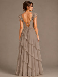 Ruffle Tiered V Neck Maxi Dress