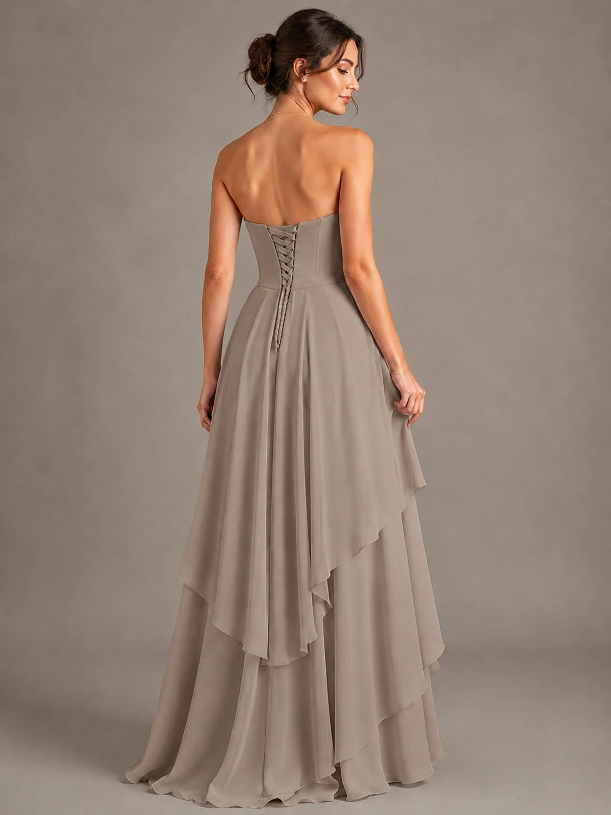 Strapless Ruffle A-Line Maxi Dress