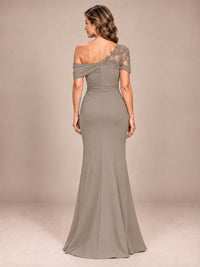 One Shoulder Chiffon Mother of The Bride Dress