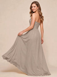 Strapless Pleated Chiffon A-Line Bridesmaid Dress