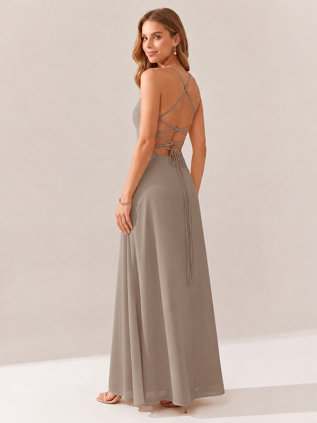 JOVELLEE Yellow Sweetheart Ruched Bust Chiffon Maxi Dress