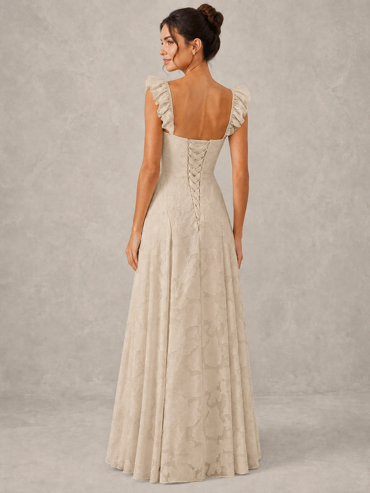 Jacquard Square Neck A-Line Maxi Dress