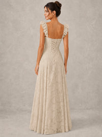 Jacquard Square Neck A-Line Maxi Dress