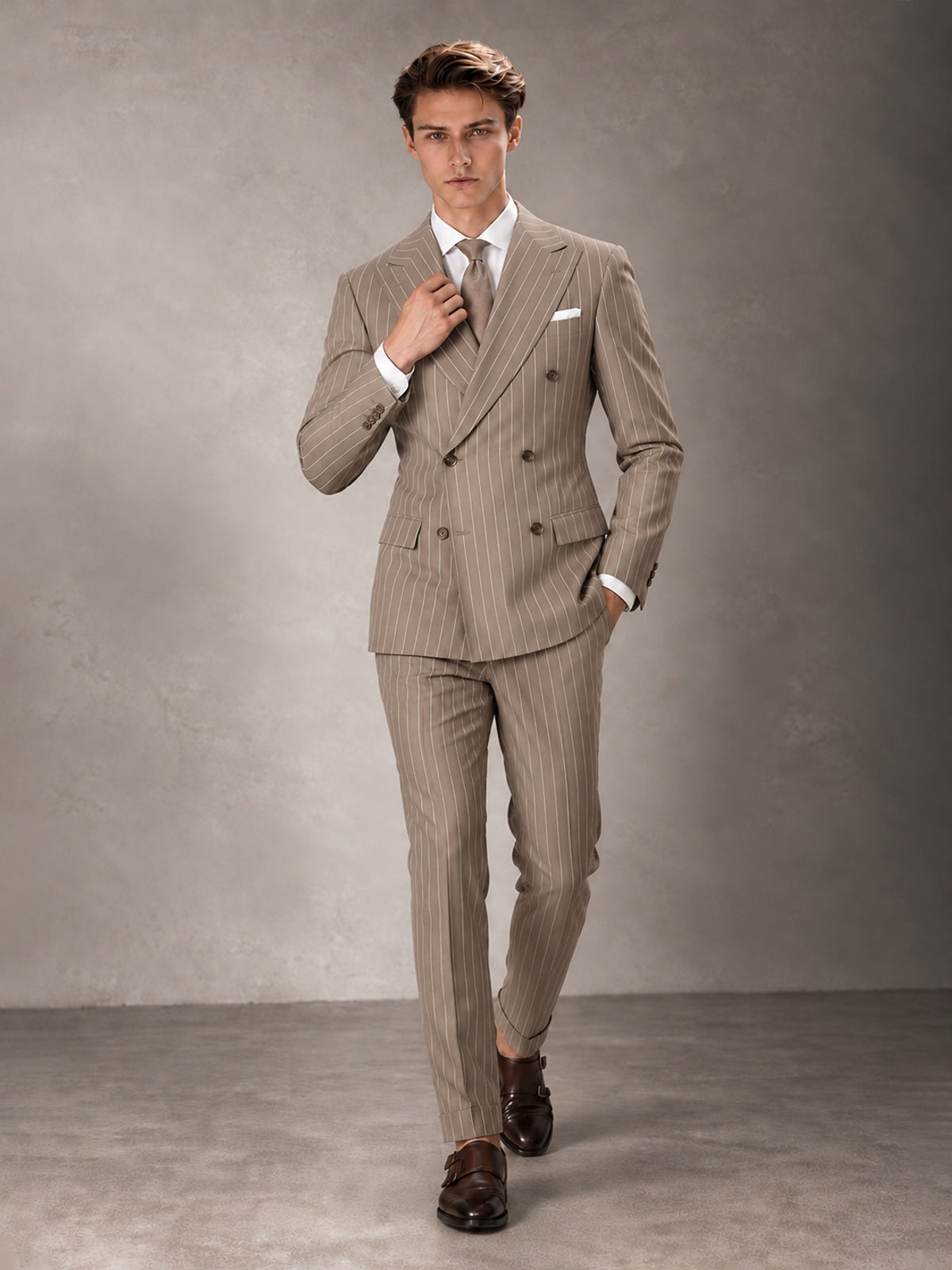 Double Breasted Pinstripe Men's Suit 2 Piece (Jacket & Pants) for Wedding & Formal Prom