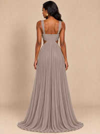 Butter Yellow Pleated Cutout Maxi Dress