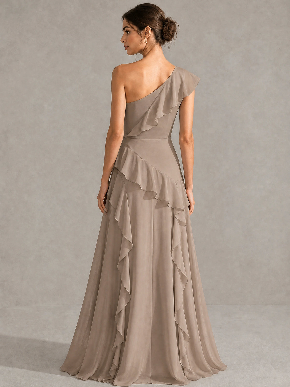 Sage Green One Shoulder Ruffle Bridesmaid Dress