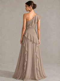 Sage Green One Shoulder Ruffle Bridesmaid Dress