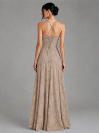 A-Line Halter Floral Chiffon Maxi Dress