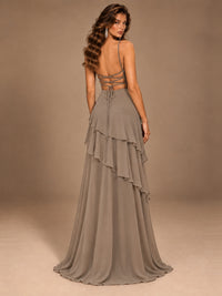 Sweetheart A-Line Ruffle Prom Dress with Spaghetti Straps