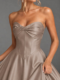 Sweetheart Neck Strapless Satin A-Line Prom Dress