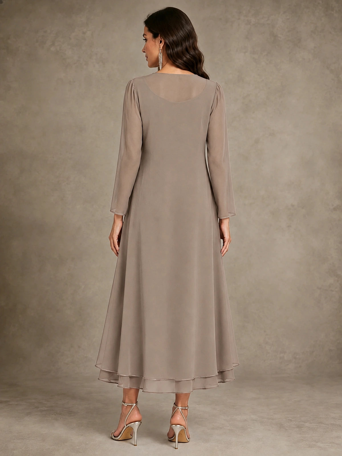 Sequin Chiffon Mother of the Bride Dress with Jacket