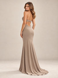 Light Blue Strapless Sweetheart Mermaid Prom Dress with Pleated Bodice