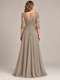 Sequin Lace A-Line Mother of the Bride Dress with 3/4 Sleeves
