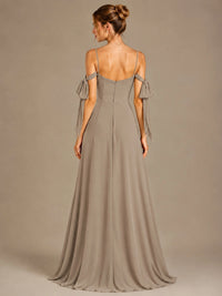 A-Line Ruffles Chiffon Bridesmaid Dress with Slit