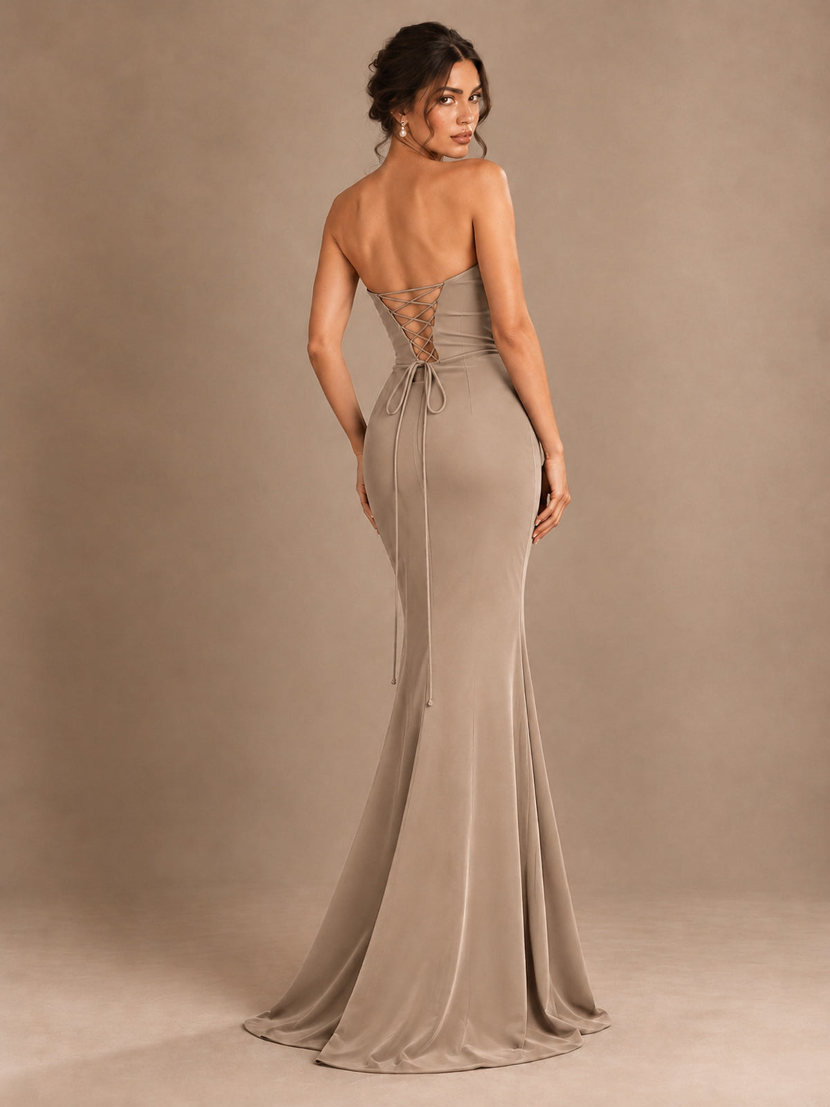 Emerald Green Strapless Mermaid Prom Dress with 3D Rose & Keyhole Cutout
