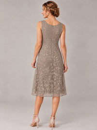 Tea Length Sequin Lace Mother of The Bride Dress with Chiffon Jacket