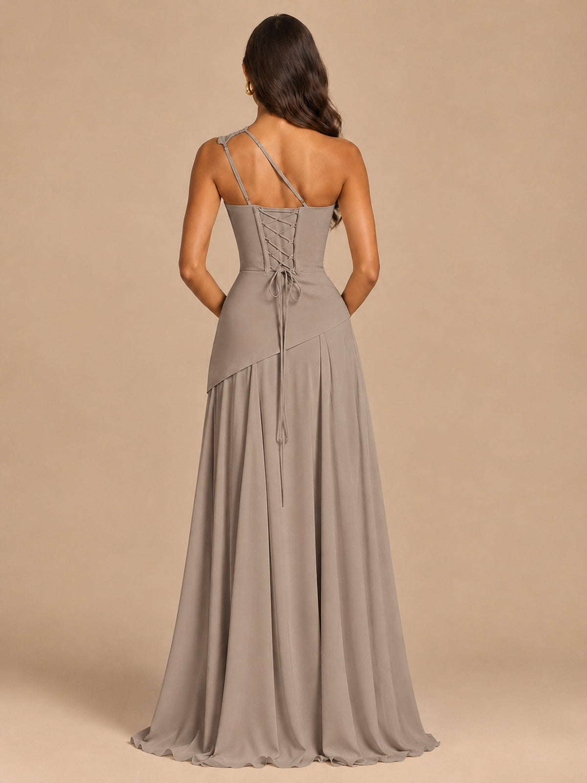 One Shoulder Prom Dress A-line Ruched Women Wedding Formal Gowns
