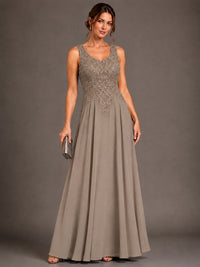 A-line 2 Pieces Chiffon Appliques Mother of The Bride Dresses with Jackets
