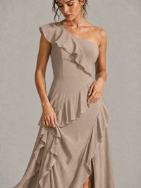 Sage Green One Shoulder Ruffle Bridesmaid Dress
