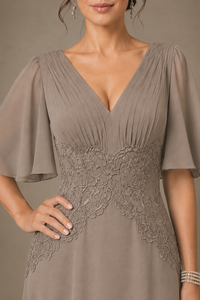 A-Line Chiffon Mother of the Bride Dress with Applique