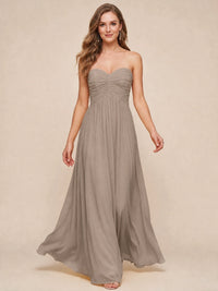 Strapless Pleated Chiffon A-Line Bridesmaid Dress