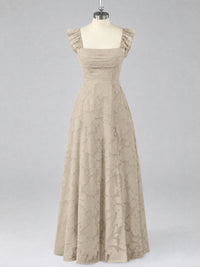 Jacquard Square Neck A-Line Maxi Dress