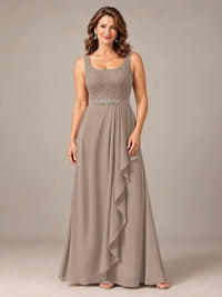 Blush Pink A-Line Mother of the Bride Dress with Lace Jacket and Ruffles