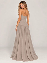 Butter Yellow Ruched Spaghetti Strap Drop-Waist Prom Dress