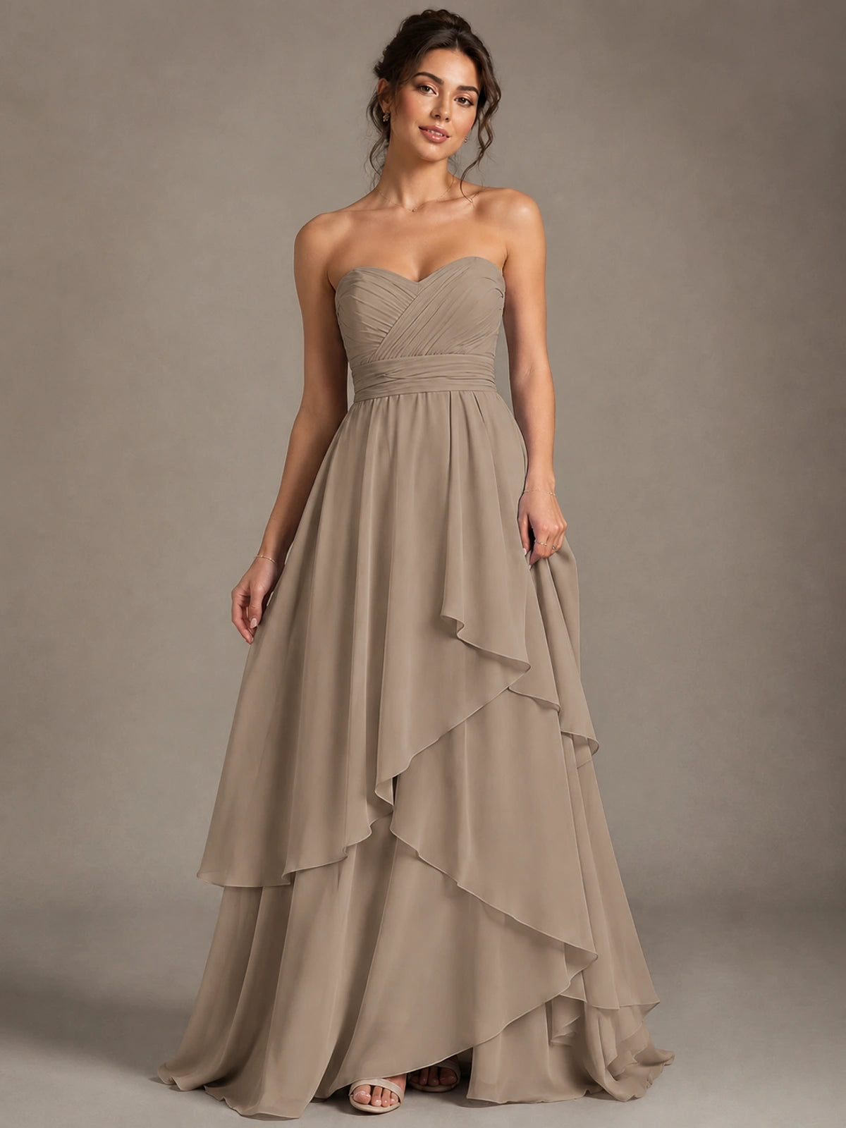 Strapless Ruffle A-Line Maxi Dress