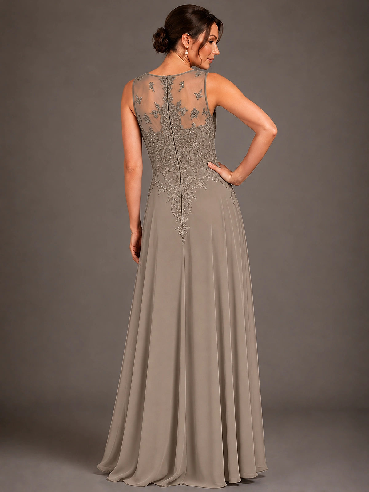 A-line 2 Pieces Chiffon Appliques Mother of The Bride Dresses with Jackets