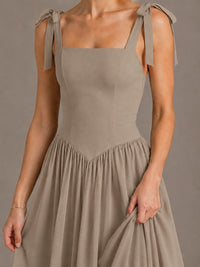 Square Neck A-Line Maxi Dress