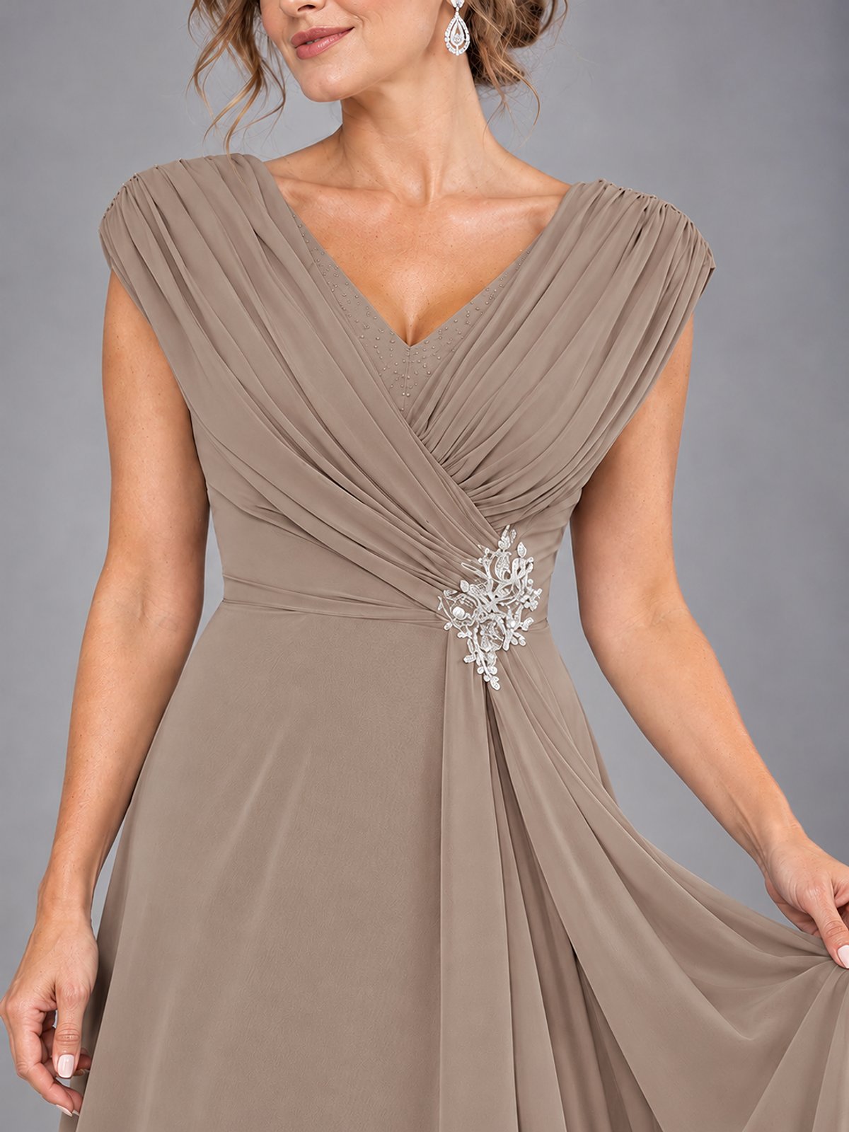 Cap Sleeve Chiffon A-Line Mother of the Bride Dress