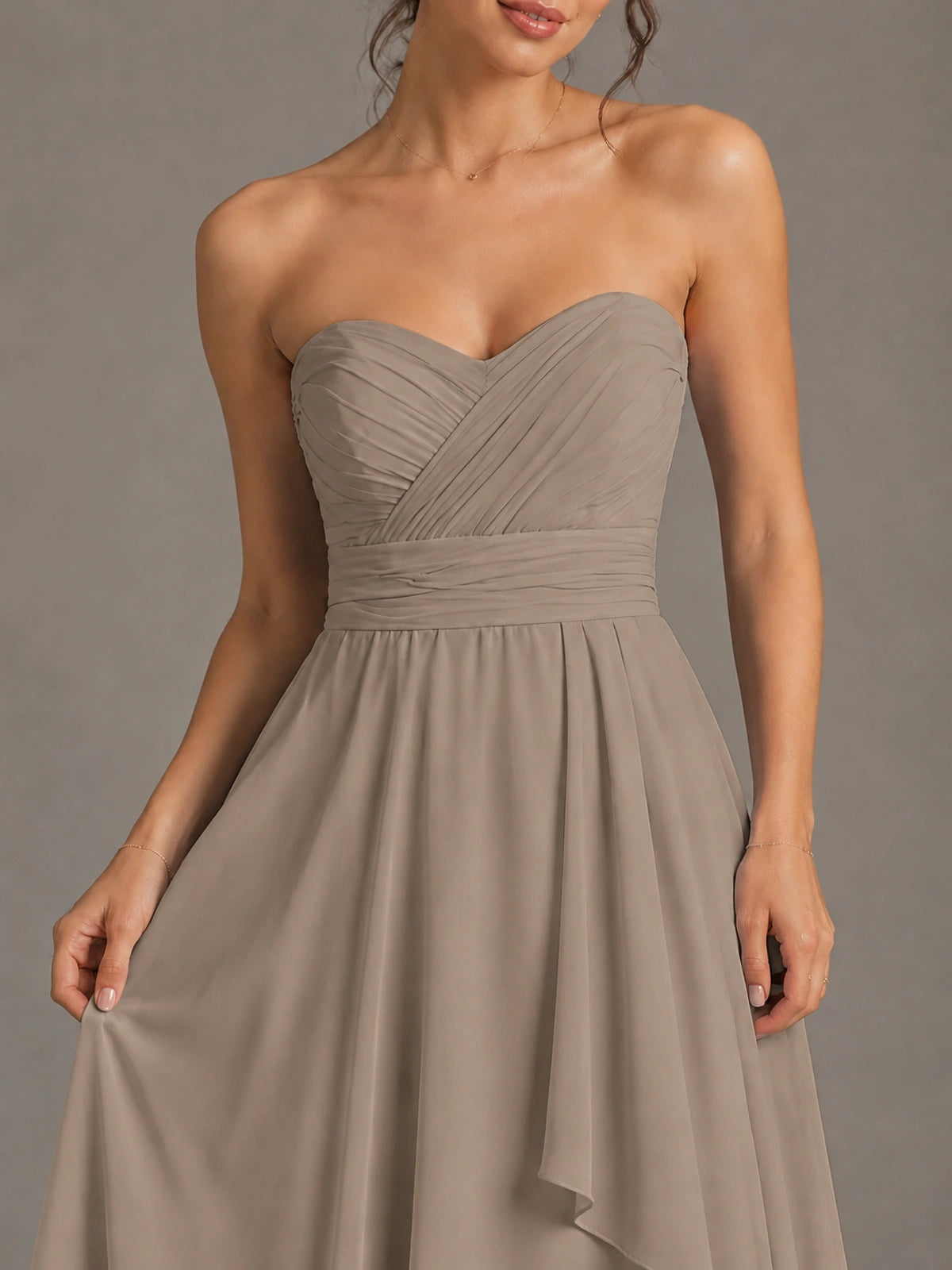 Strapless Ruffle A-Line Maxi Dress