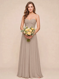 Strapless Pleated Chiffon A-Line Bridesmaid Dress