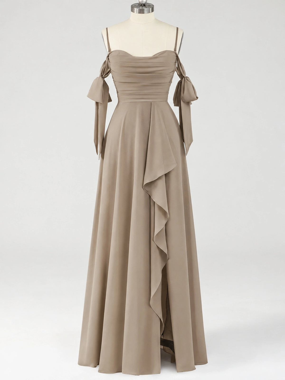 A-Line Ruffles Chiffon Bridesmaid Dress with Slit