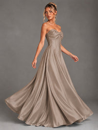 Sweetheart Neck Strapless Satin A-Line Prom Dress