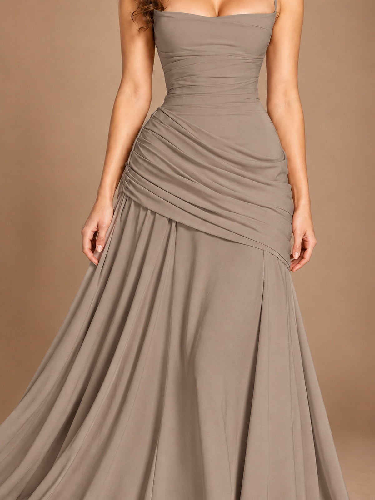 Butter Yellow Square Neck Ruched A-Line Prom Dress