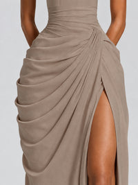 Ruched Halter Neck High-Slit Prom & Evening Dress